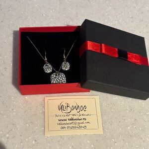 White and Silver Necklace and Earrings Set